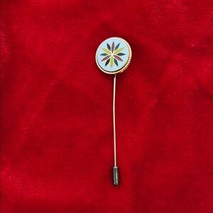 Vintage Gold and Multicolor Floral Stick Pin